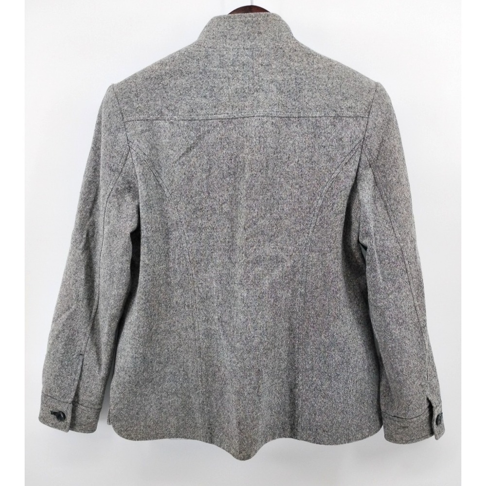 Pendleton Petite 100% Lambswool Blazer Jacket Gray Black Tweed Size 12 - Picture 2 of 9